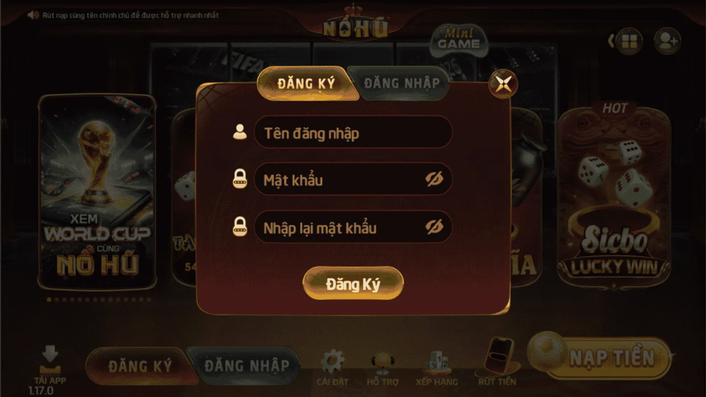 Đăng ký tài khoản Nohuwin